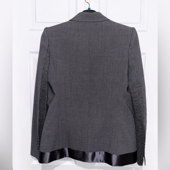 BCBGMAXAZRIA  Blazer Size S Kana Heather Jacket Satin Trim Gray​​​ - Picture 4 of 7